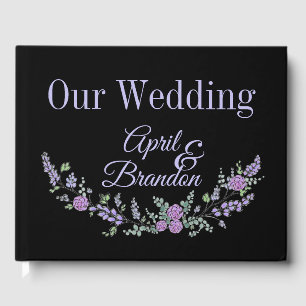 Lavender Purple Rose and Eucalyptus Guest Book
