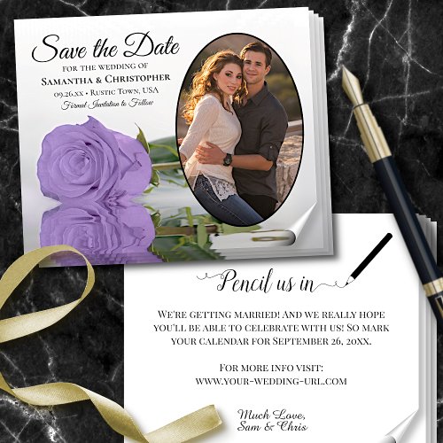 Lavender Purple Rose BUDGET Photo Save The Date Flyer