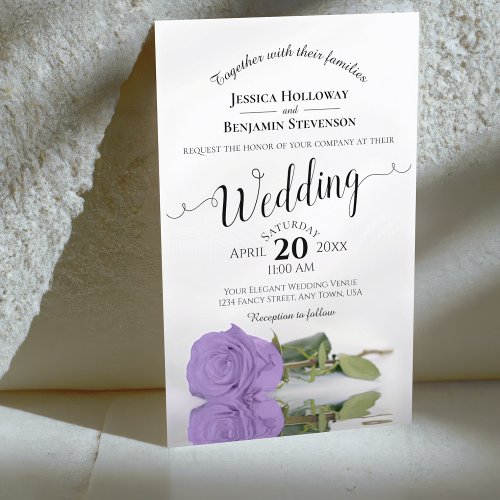Lavender Purple Rose BUDGET Wedding Invitation