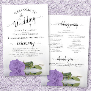 Lavender Purple Rose Chic Budget Wedding Program