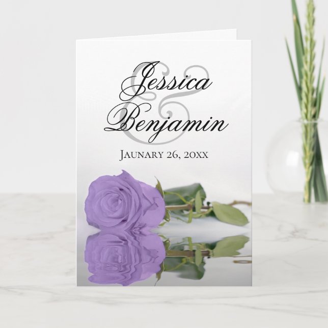 Lavender Purple Rose Classy Romantic Photo Wedding Invitation (Front)