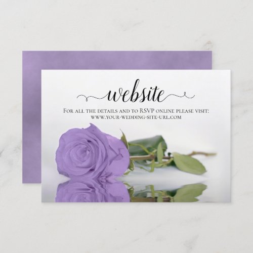 Lavender Purple Rose Elegant Wedding Website Enclosure Card