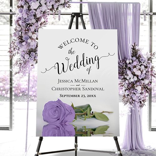 Lavender Purple Rose Elegant Wedding Welcome Foam Board