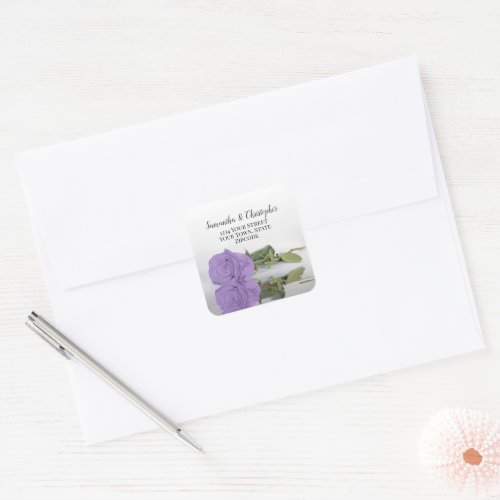 Lavender Purple Rose Return Address Envelope Seal