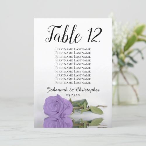 Lavender Purple Rose Table Seating Chart Large