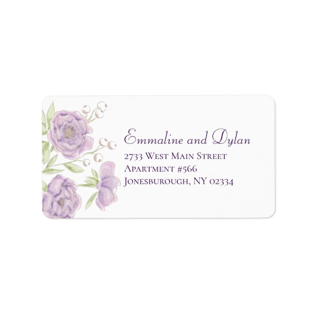 Lavender Purple Rose Wedding Address Labels (Front)
