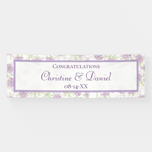 Lavender Purple Rose Wedding Banner (Horizontal)