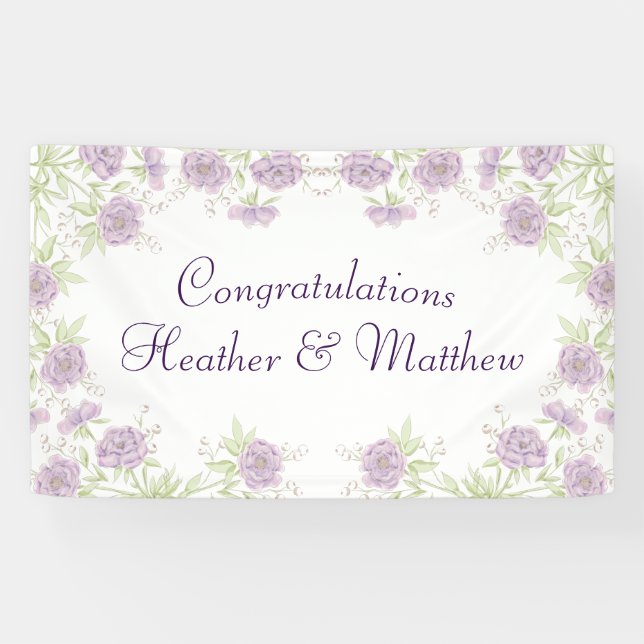 Lavender Purple Rose Wedding Banner (Horizontal)