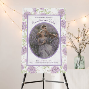 Lavender Purple Rose Wedding Ceremony Sign