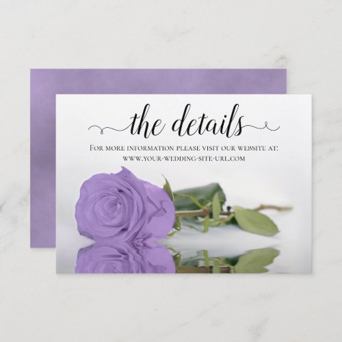 Lavender Purple Rose Wedding Details Website Enclosure Card