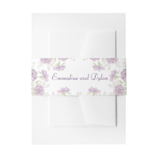 Lavender Purple Rose Wedding Invitation Belly Band
