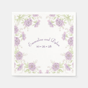 Lavender Purple Rose Wedding Napkins