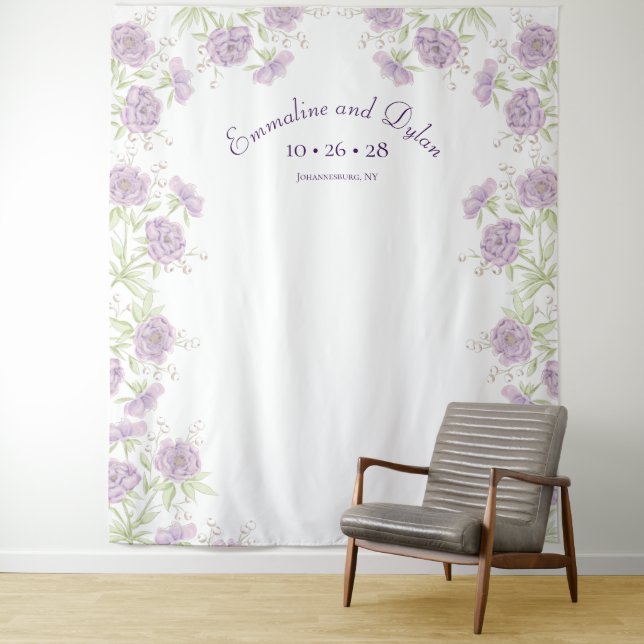 Lavender Purple Rose Wedding Photo Backdrop (In Situ)