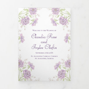 Lavender Purple Rose Wedding Programs