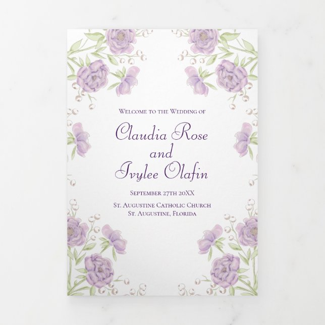 Lavender Purple Rose Wedding Programs (Cover)