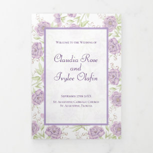 Lavender Purple Rose Wedding Programs