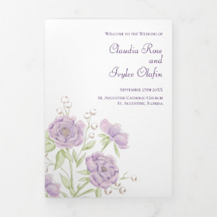 Lavender Purple Rose Wedding Programs