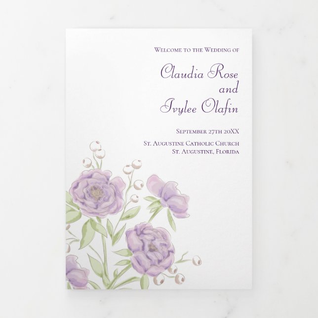 Lavender Purple Rose Wedding Programs (Cover)