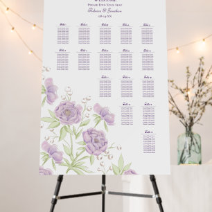 Lavender Purple Rose Wedding Seating Chart Foam Board