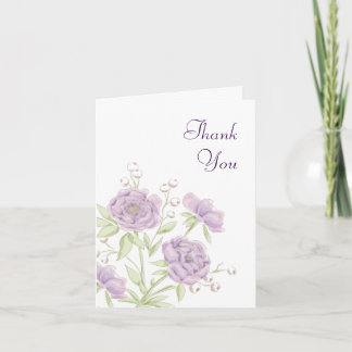 Lavender Purple Rose Wedding Thank You Cards