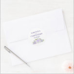 Lavender Purple Roses & Blossoms Simple Wedding Classic Round Sticker<br><div class="desc">These beautiful wedding stickers are perfect as gift tags or envelope seals. They feature a beautiful boho chic design with a cluster or bouquet of hand painted watercolor roses, blossoms, and garden foliage in shades of lavender and lilac purple. There is space for the names of the couple and wedding...</div>