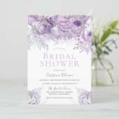 Lavender Purple Silver floral Bridal Shower Invitation (Standing Front)
