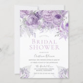 Lavender Purple Silver floral Bridal Shower Invitation (Front)