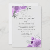Lavender Purple & Silver Floral Elegant Wedding Invitation (Front)