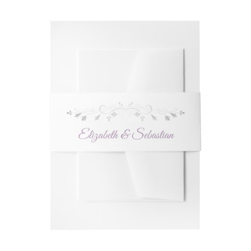 Lavender Purple Silver Flourish Elegant Wedding Invitation Belly Band