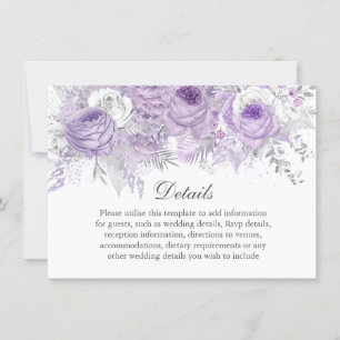 Lavender Purple Silver Flower Wedding Details Invitation