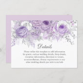 Lavender Purple Silver Flower Wedding Details Invitation (Front/Back)