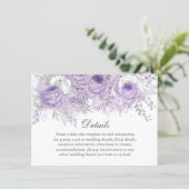 Lavender Purple Silver Flower Wedding Details Invitation (Standing Front)