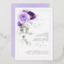 Lavender Purple & Silver Foil Floral Boho Wedding Foil Invitation