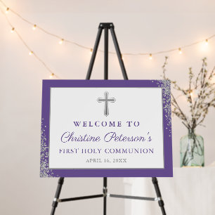 Lavender Purple Silver Glitter First Communion Foam Board