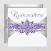Lavender Purple Silver Quinceanera Invitations (Front/Back)
