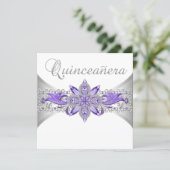 Lavender Purple Silver Quinceanera Invitations (Standing Front)