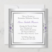 Lavender Purple Silver Quinceanera Invitations (Back)