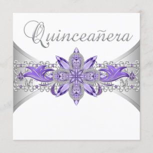 Lavender Purple Silver Quinceanera Invitations