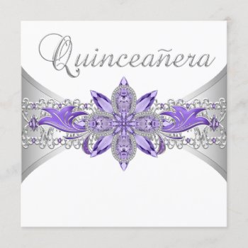 Lavender Purple Silver Quinceanera Invitations by Pure_Elegance at Zazzle