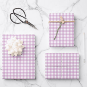 Lavender Purple Simple Plaid Wrapping Paper Sheets