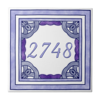 Lavender Purple Small House Number Tile