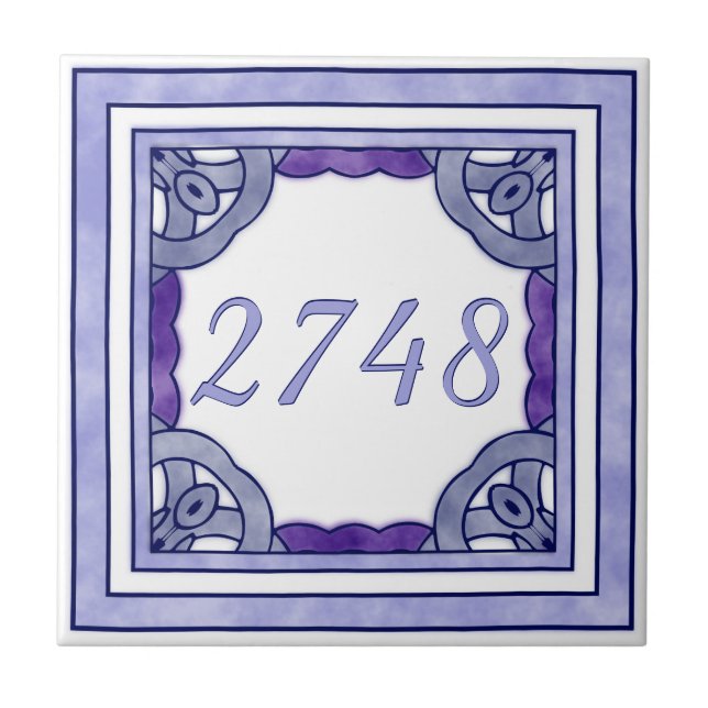 Lavender Purple Small House Number Tile (Front)