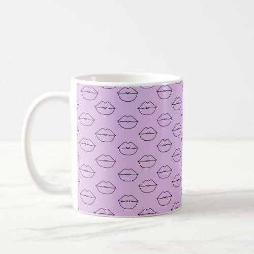 Lavender Purple Smooch Pucker Lip Lipstick Design Coffee Mug