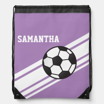 Lavender Purple Soccer Stripes Drawstring Bag by adams_apple at Zazzle