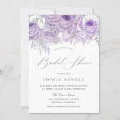 Lavender Purple Sparkle Floral Bridal Shower Invit Invitation (Front)