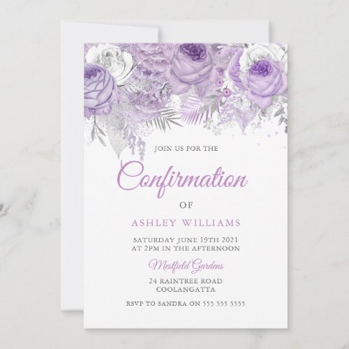 Lavender Purple Sparkle Floral Confirmation