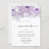 Lavender Purple Sparkle Floral Quinceanera Party  Invitation (Front)
