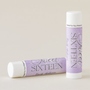 Lavender Purple Sparkle Sweet 16 Birthday Favor Lip Balm
