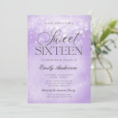 Lavender Purple Sparkle Sweet 16 Invitation (Standing Front)
