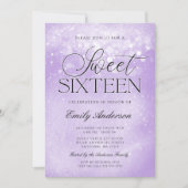 Lavender Purple Sparkle Sweet 16 Invitation (Front)